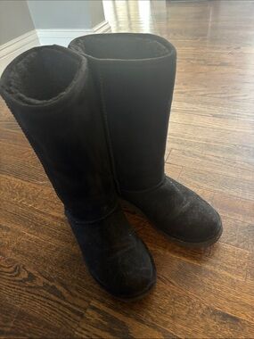 BearPaw Black Tall Suede Boots